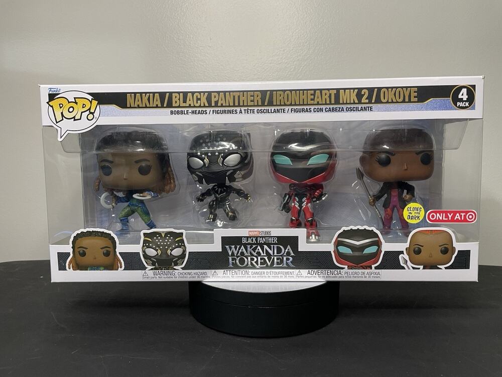 Funko Pop Nakia, Black Panther, Ironheart, Okoye 4 Pack Target Exc GITD